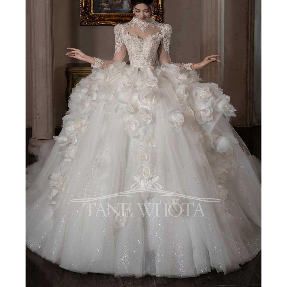 TW673 Luxury Detachable Jacket Sweetheart 3D Flower Beaded Sequined Ball Gown Wedding Dress Sexy Customized Novias Vestidos