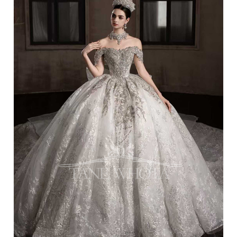 TW550 Luxury Sweetheart Off-Shoulder Beading Sequined Ball Gown Wedding Dress Customized Sexy Wedding Dress For Brides