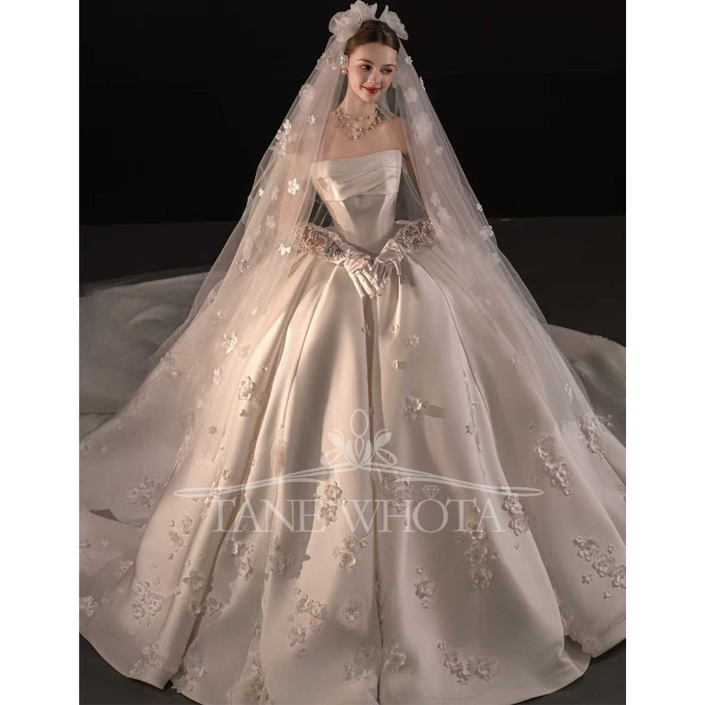 TW739 Strapless Sleeveless Wedding Dress Appliques Ball Gown Customizable Vestidos De Boda