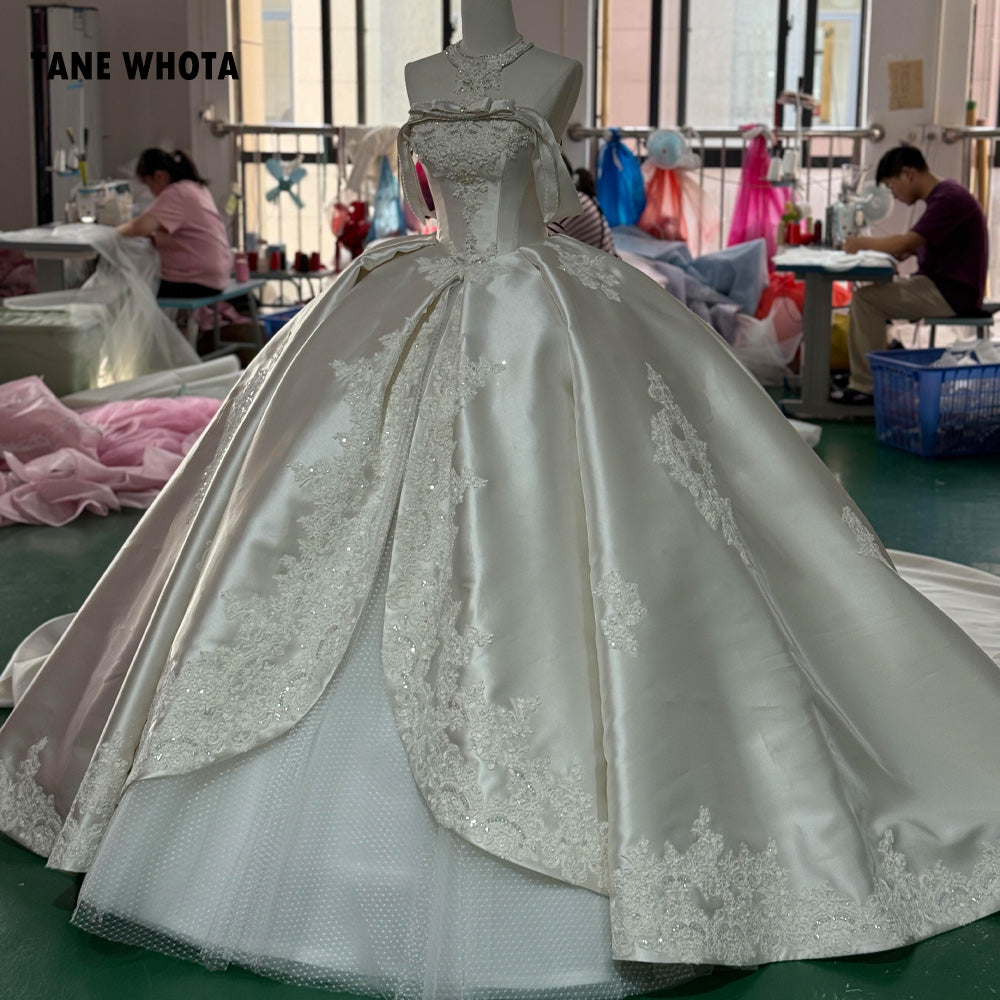TW236 Wedding Dresses 2025 Luxury Strapless Wedding Dress Lace Up Back Ball Gown Sequined Beading Embroidery Customized Bridal Dress