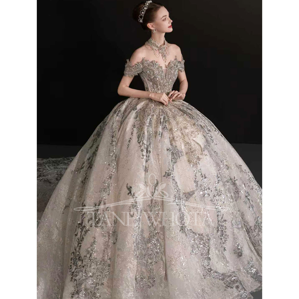 TW737 Sweetheart Off-Shoulder Wedding Dress With Embroidery Sequined Crystal Beading Customizable Mariage Robe For Women