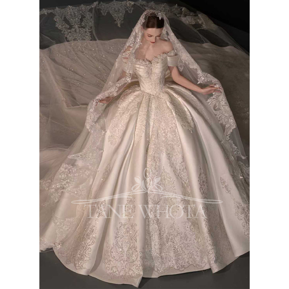 TW731 Luxury Sweetheart Off-Shoulder Wedding Dress Embroidered Sequined Ball Gown Customizable Noiva Casamento Vestido