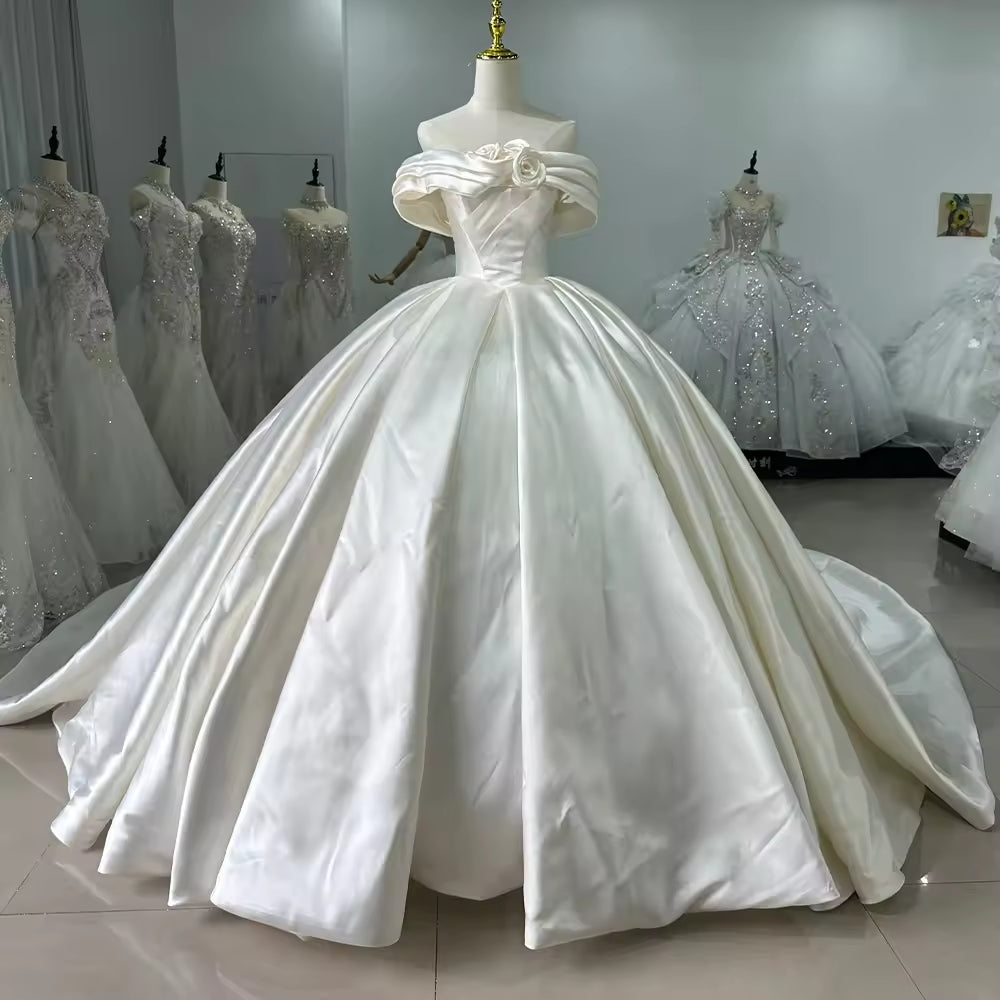 TW131 Wedding Dresses 2025 Strapless Flower Lace Up Back Off Shoulder Ball Gown Luxury Wedding Dress
