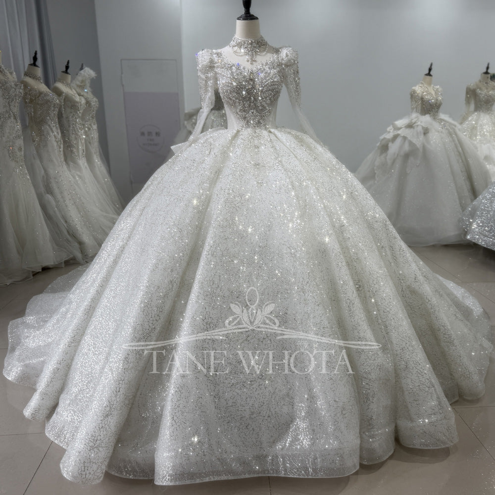 TW329 Brautkleid 2025 Sweetheart Long Sleeve Lace Up Keyhole Back Weeding Dress Sequined Beading Embroidery Bridal Dress Customized