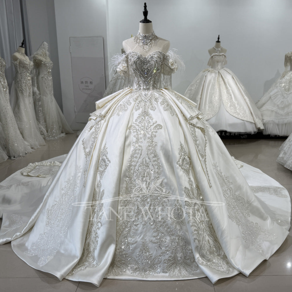 TW519 Sweetheart Off-Shoulder Crystal Beaded Sequined Wedding Dress 2025 Lace-Up Back Customized Ball Gown For Women Vestido De Noiva