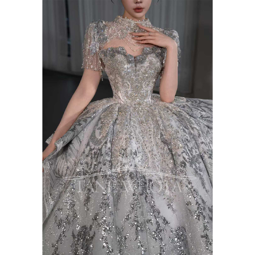 TW677 Sweetheart Detachable Jacket Beaded Sequined Ball Gown Wedding Dress Sexy Customizable Novias Vestidos