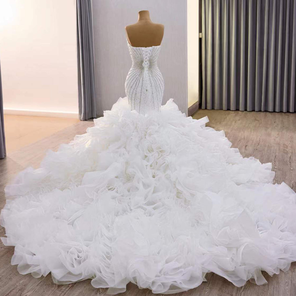 TW085 Suknie ślubne Sleeveless Sweetheart Beading Crystal Wedding Dress Lace Up Back Bridal Dress Vestido De Novia
