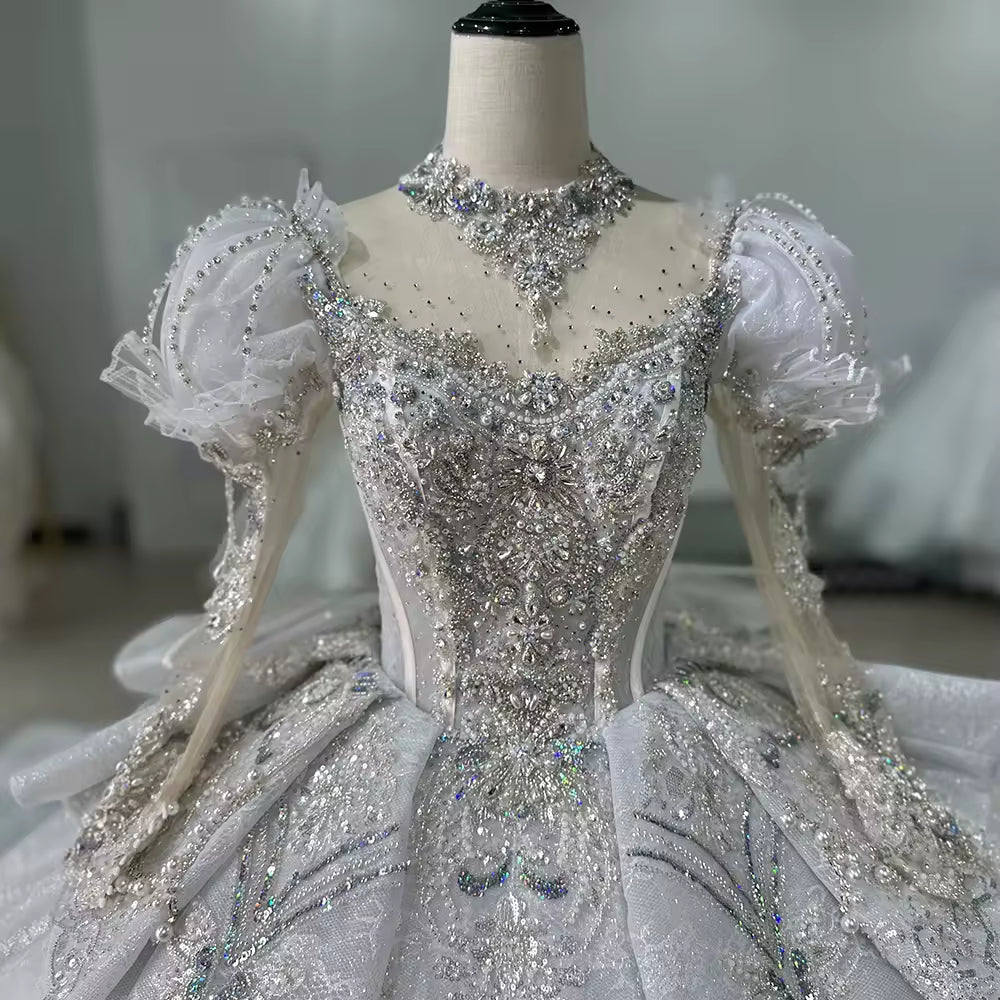 TW143 Hochzeitskleid Damen Long Sleeve Sweetheart Wedding Dress Keyhole Back Bow Beading Crystal Embroidery Ball Gown Bridal Dress