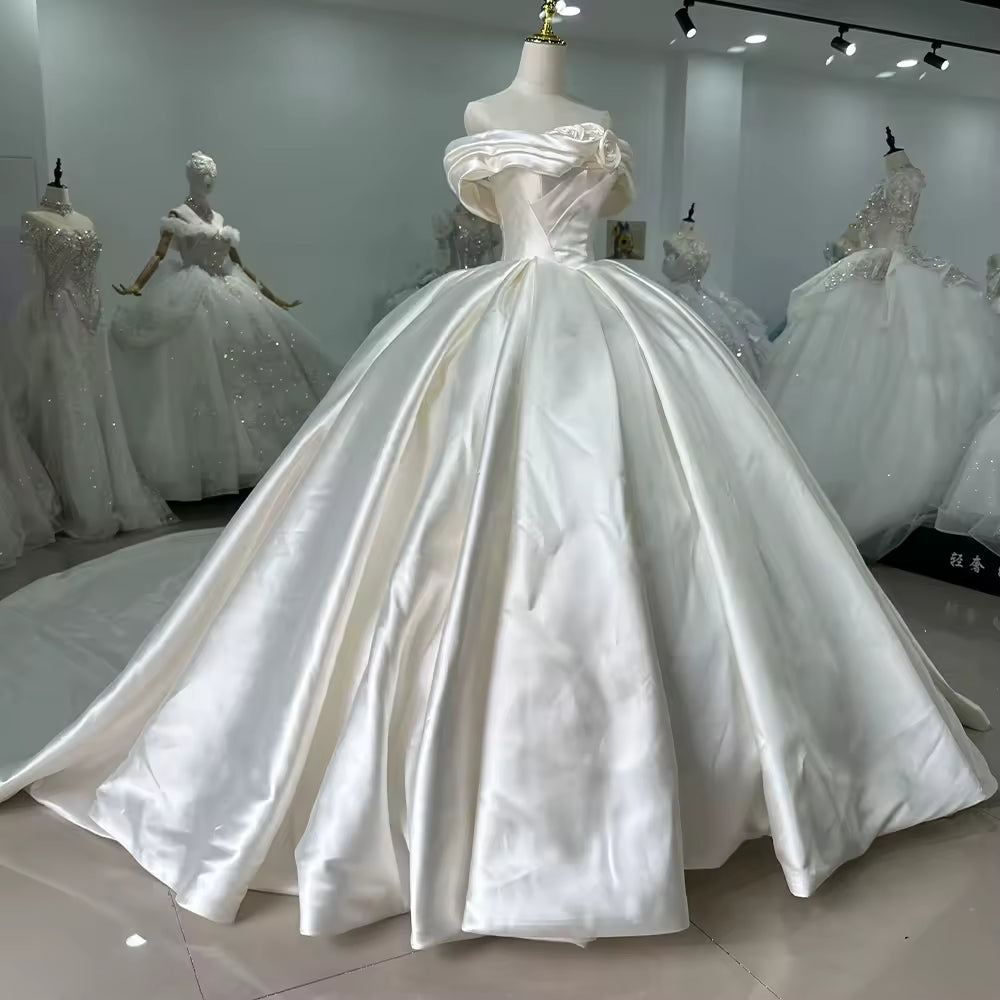 TW131 Wedding Dresses 2025 Strapless Flower Lace Up Back Off Shoulder Ball Gown Luxury Wedding Dress