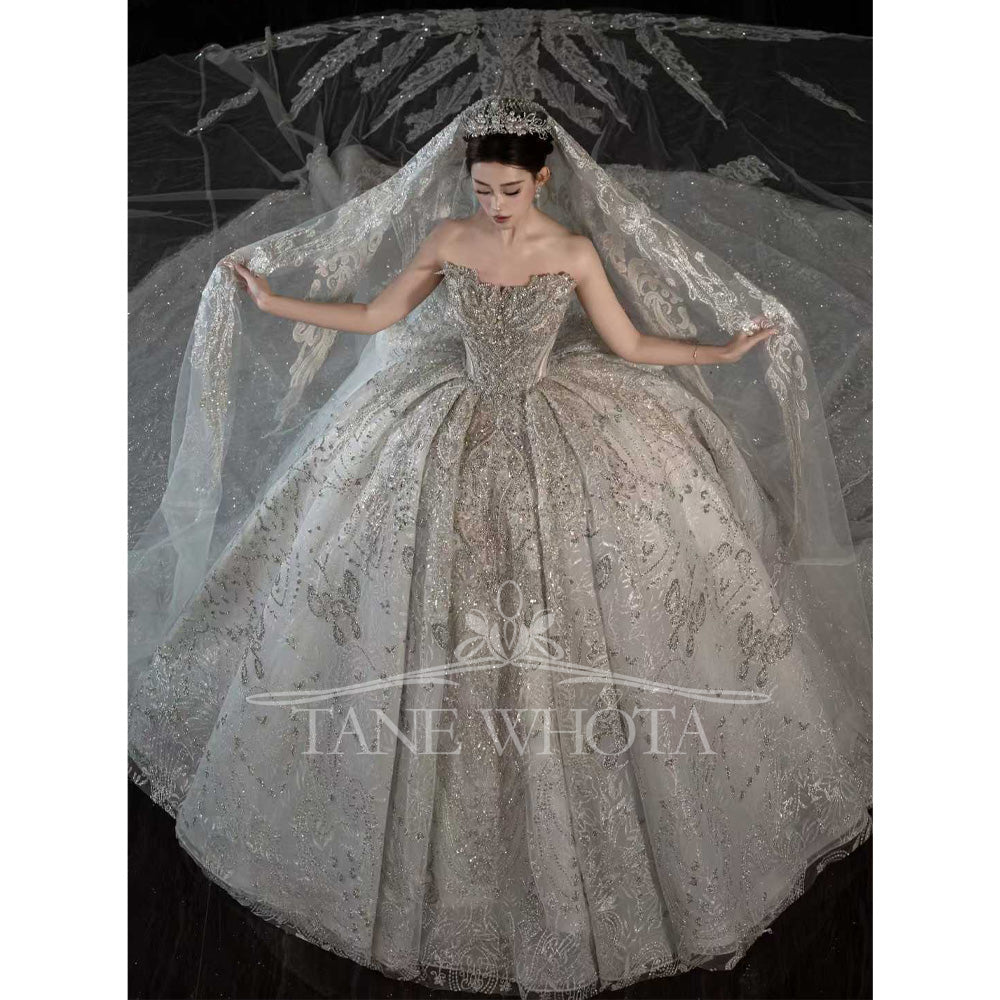 TW601 Luxury Sleeveless Sweetheart Lace Wedding Dress Beading Sequined Customizable Brides Vestido Casamento 2025