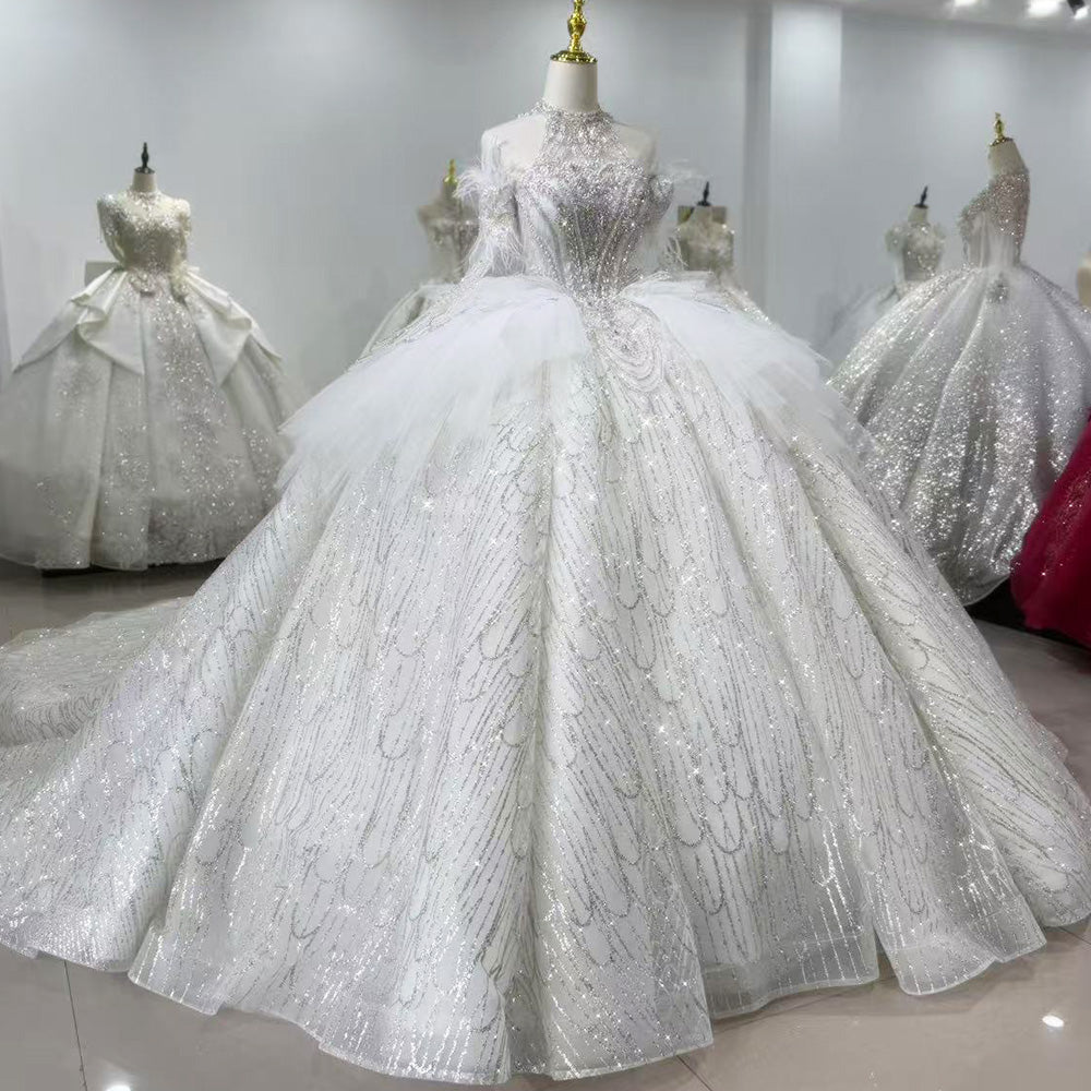 TW029 2 Wear Vestido Blanco Boda Civil Wedding Gown Dress Halter Keyhole Back Shiny Bride Wedding Dresses