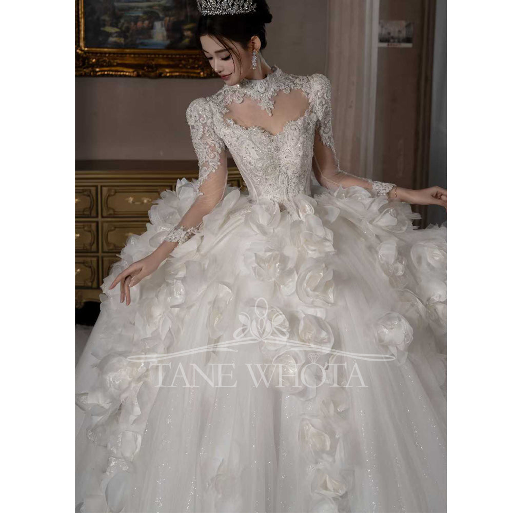 TW673 Luxury Detachable Jacket Sweetheart 3D Flower Beaded Sequined Ball Gown Wedding Dress Sexy Customized Novias Vestidos