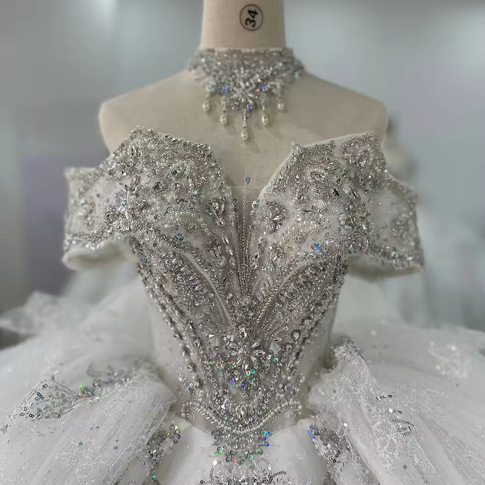 TW180 Sukienka Na Wesele Off Shoulder Sweetheart Lace Up Back Ball Gown Wedding Dress Sequined Embroidery Customized Wedding Dress