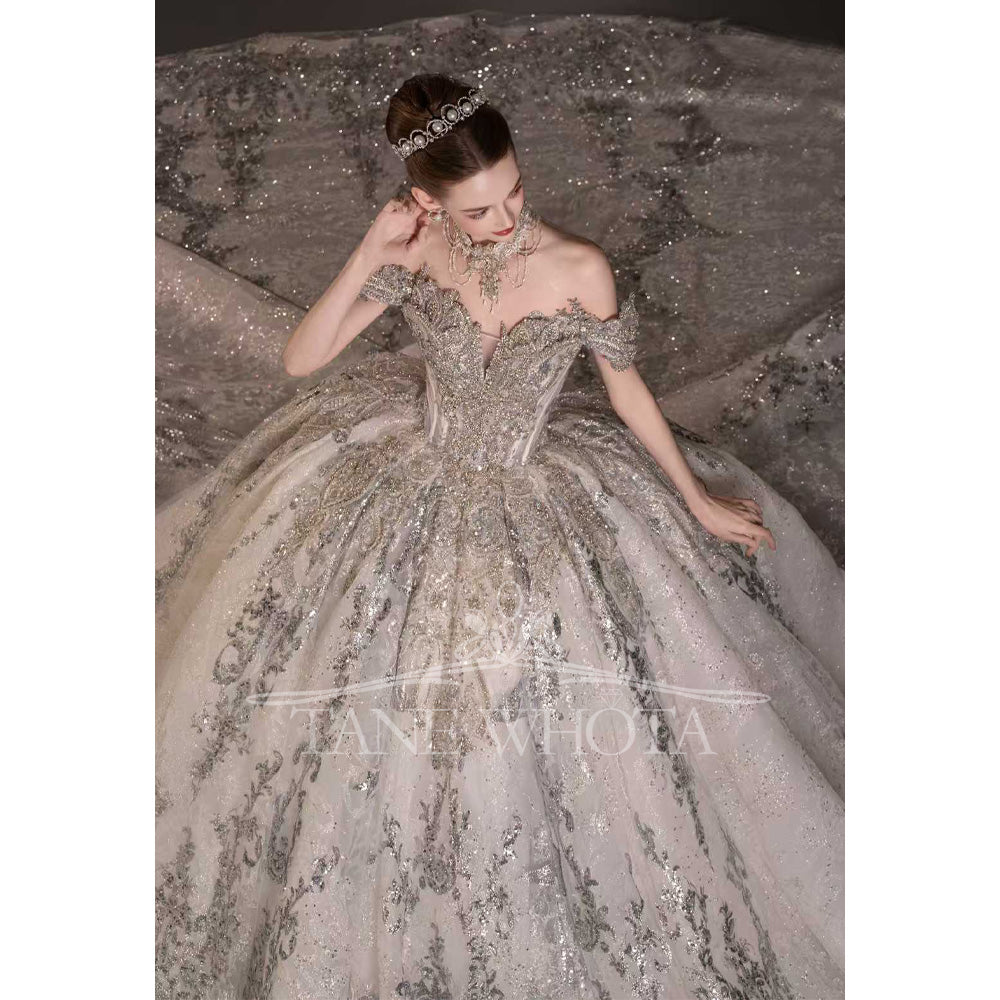 TW737 Sweetheart Off-Shoulder Wedding Dress With Embroidery Sequined Crystal Beading Customizable Mariage Robe For Women