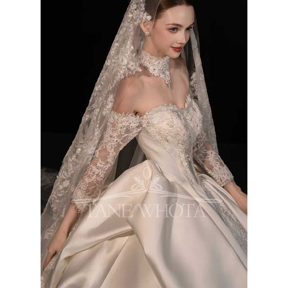 TW735 Luxury Sweetheart Wedding Dress With Long Sleeves Embroidered Sequined Ball Gown Customizable Fit For Special Occasions