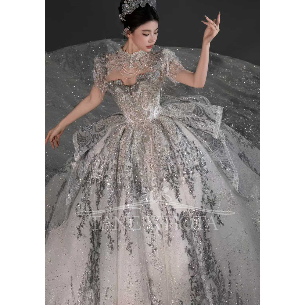 TW677 Sweetheart Detachable Jacket Beaded Sequined Ball Gown Wedding Dress Sexy Customizable Novias Vestidos