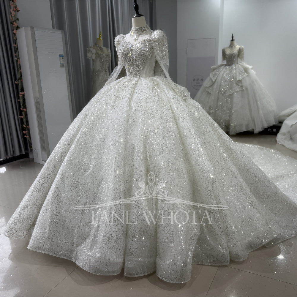 TW329 Brautkleid 2025 Sweetheart Long Sleeve Lace Up Keyhole Back Weeding Dress Sequined Beading Embroidery Bridal Dress Customized