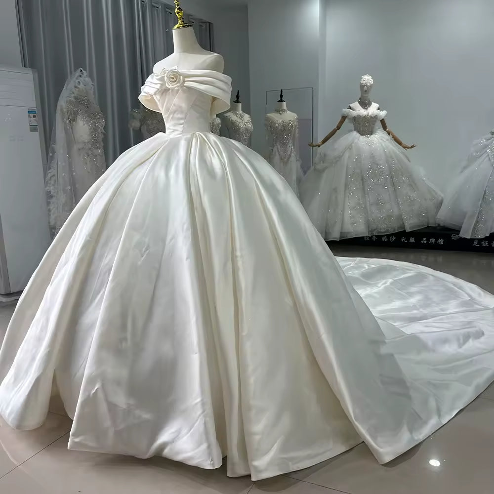 TW131 Wedding Dresses 2025 Strapless Flower Lace Up Back Off Shoulder Ball Gown Luxury Wedding Dress