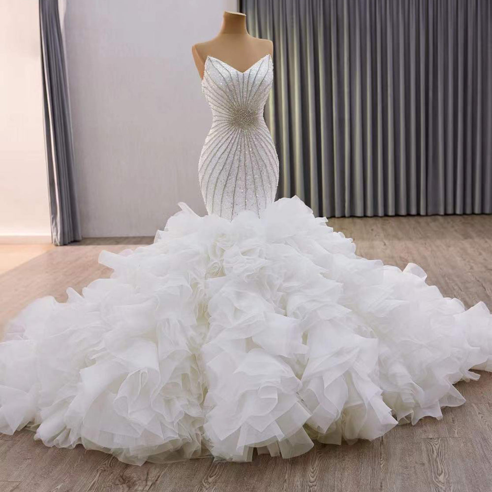 TW085 Suknie ślubne Sleeveless Sweetheart Beading Crystal Wedding Dress Lace Up Back Bridal Dress Vestido De Novia