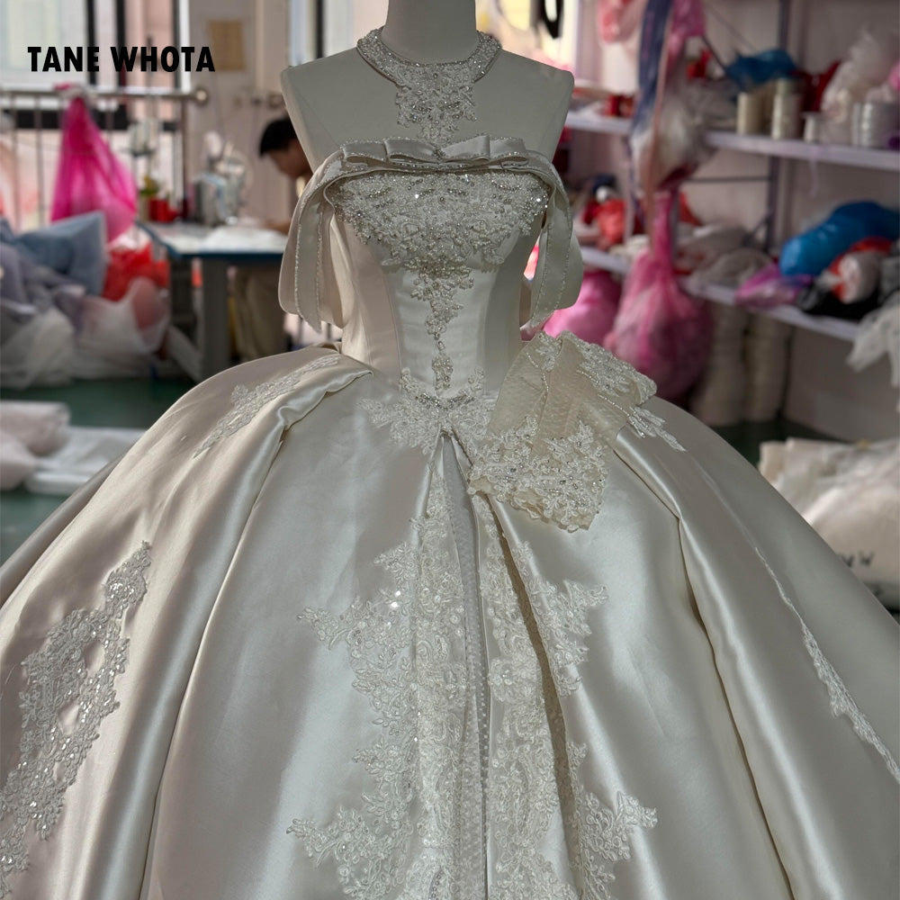 TW236 Wedding Dresses 2025 Luxury Strapless Wedding Dress Lace Up Back Ball Gown Sequined Beading Embroidery Customized Bridal Dress