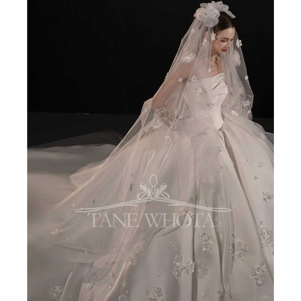 TW739 Strapless Sleeveless Wedding Dress Appliques Ball Gown Customizable Vestidos De Boda