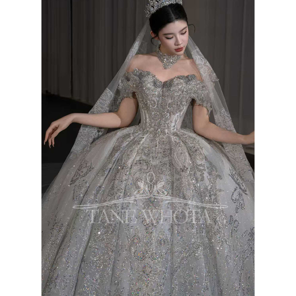 TW680 Sweetheart Off-Shoulder Beaded Sequined Embroidery Wedding Dress Sexy Customized Robe De Mariée 2026