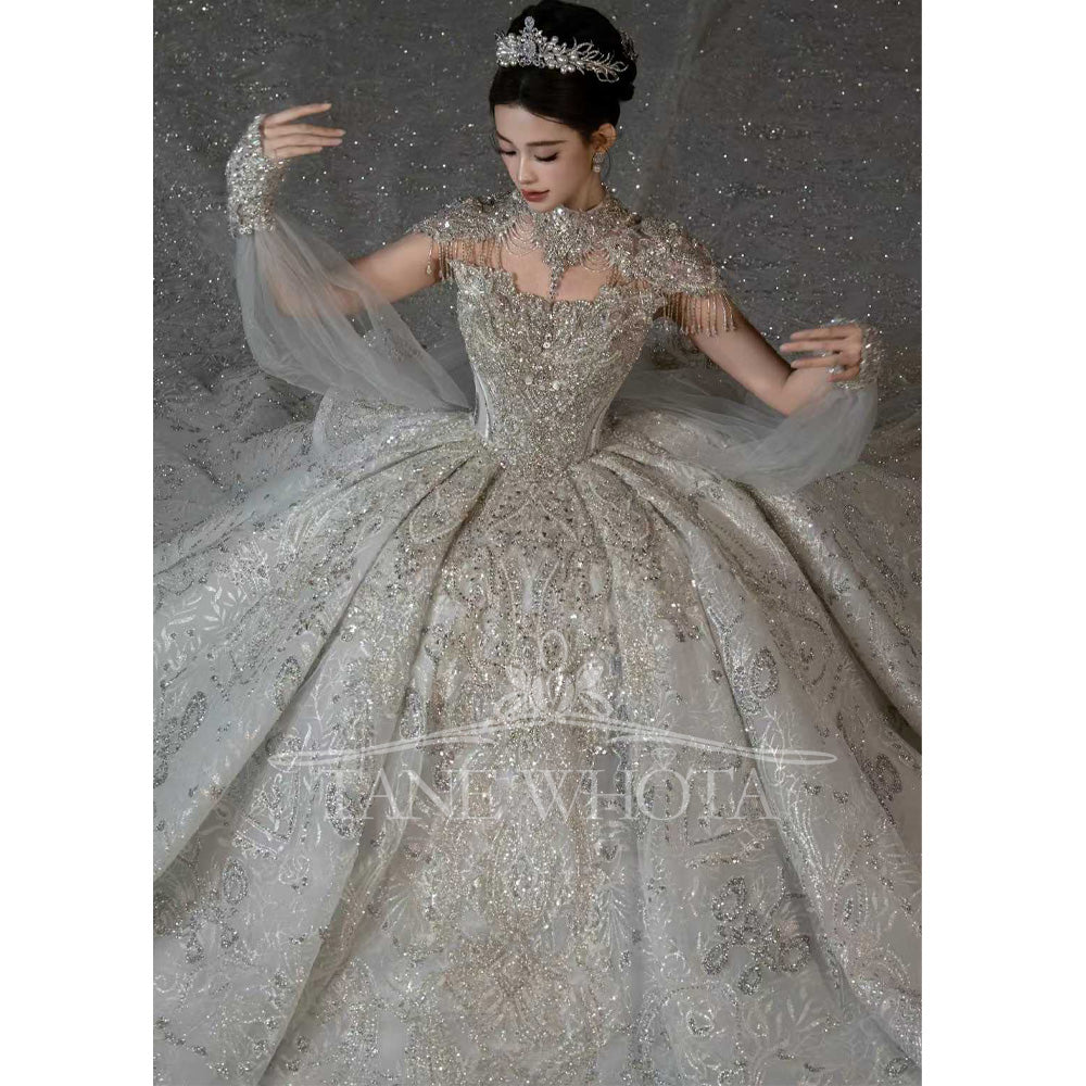 TW601 Luxury Sleeveless Sweetheart Lace Wedding Dress Beading Sequined Customizable Brides Vestido Casamento 2025