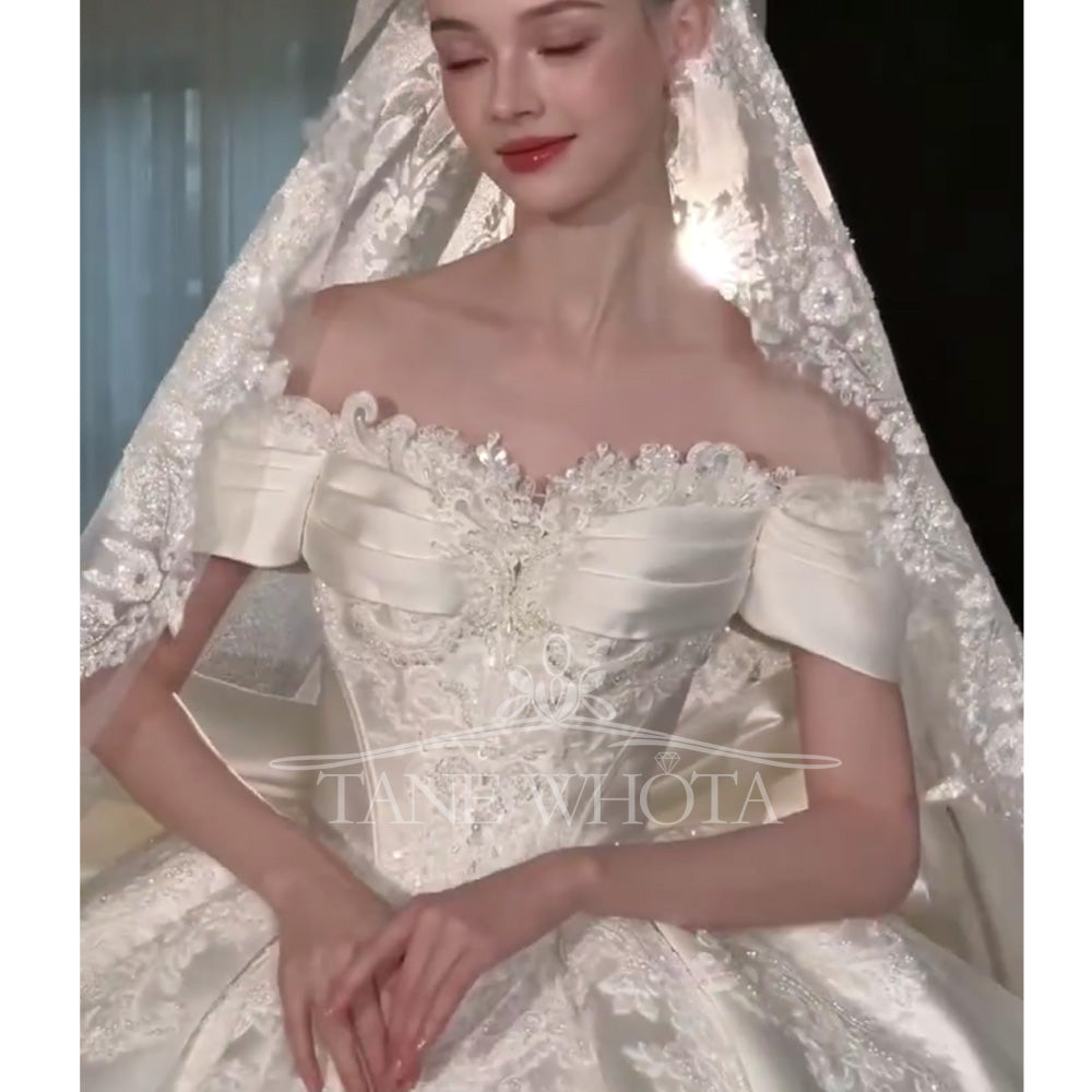 TW731 Luxury Sweetheart Off-Shoulder Wedding Dress Embroidered Sequined Ball Gown Customizable Noiva Casamento Vestido