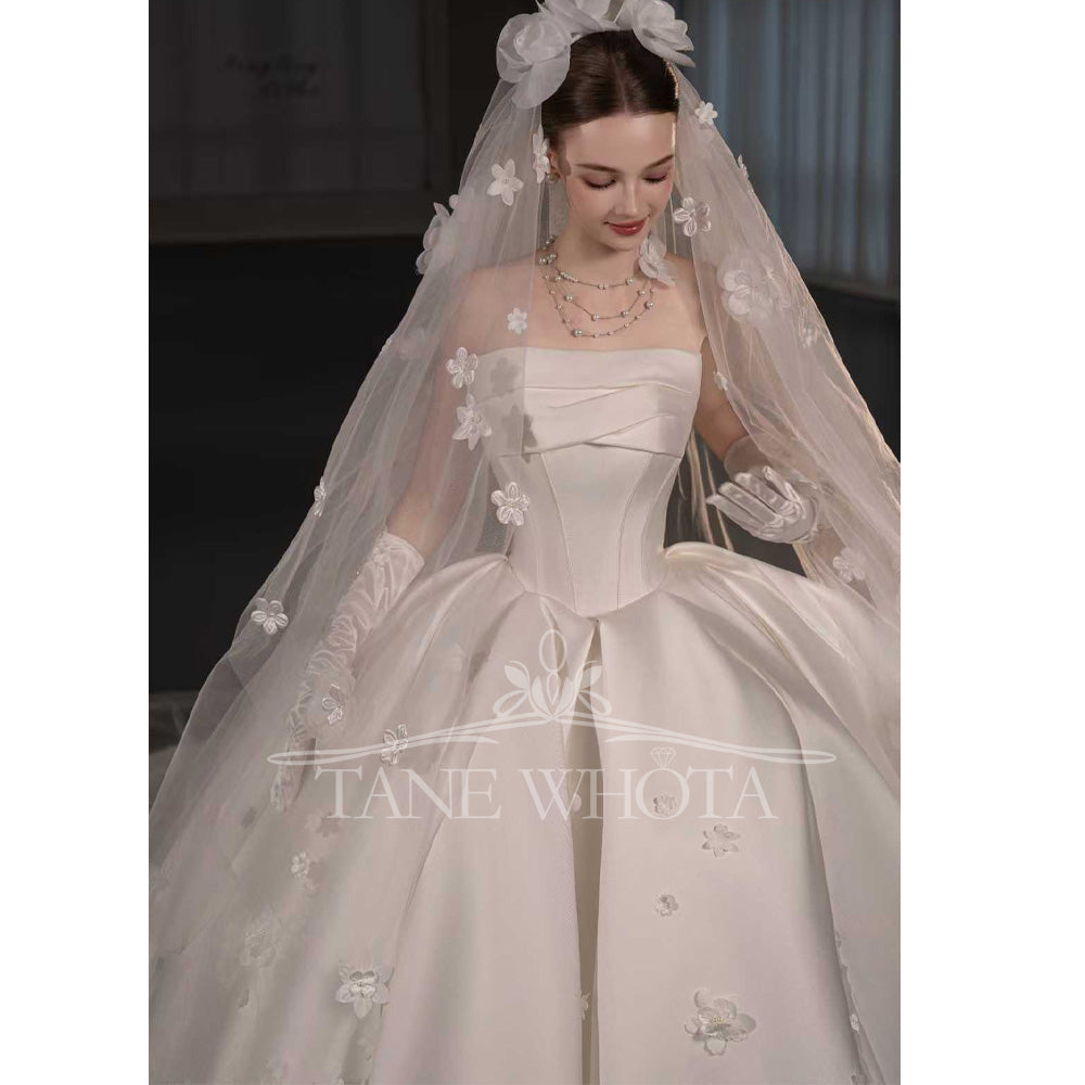 TW739 Strapless Sleeveless Wedding Dress Appliques Ball Gown Customizable Vestidos De Boda