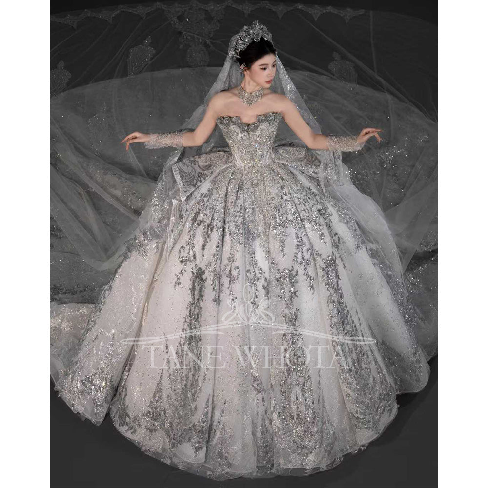 TW677 Sweetheart Detachable Jacket Beaded Sequined Ball Gown Wedding Dress Sexy Customizable Novias Vestidos