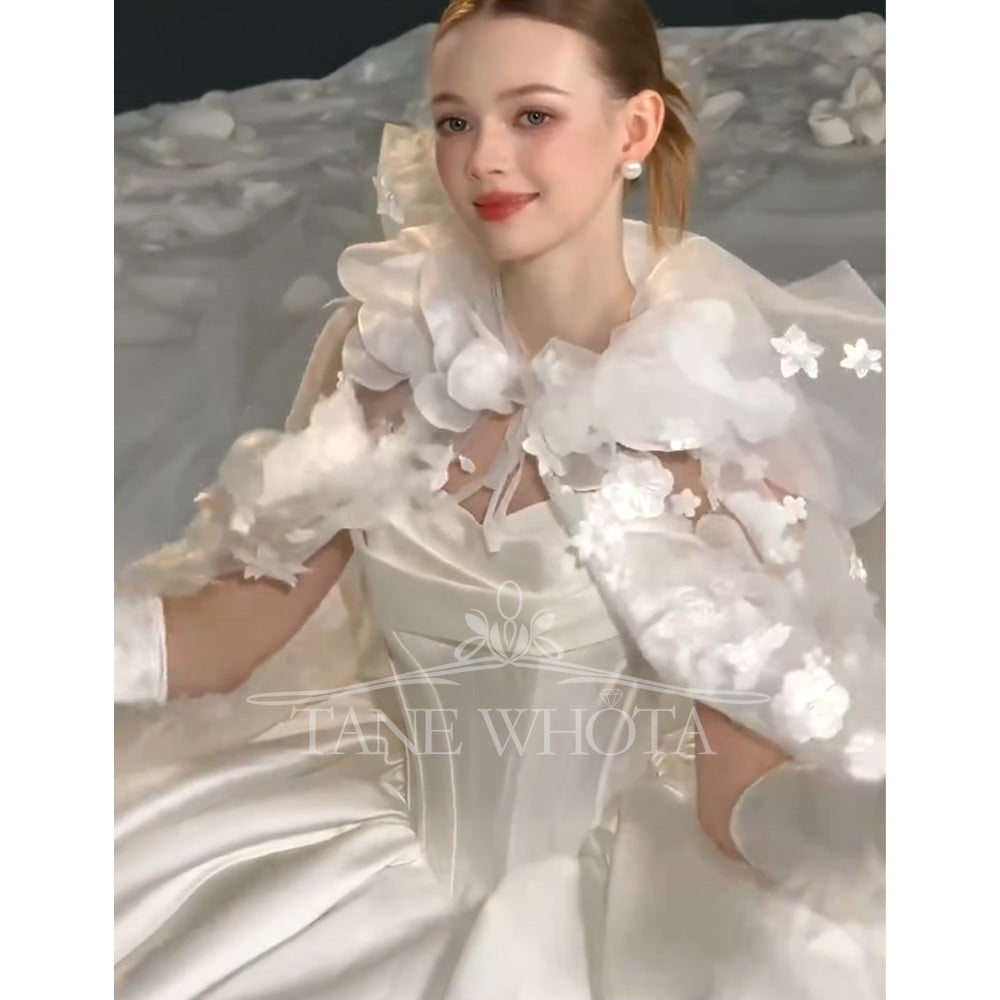 TW733 Sweetheart Sleeveless Appliques Ruched Ball Gown Bridal Dress Customized Wedding Dress