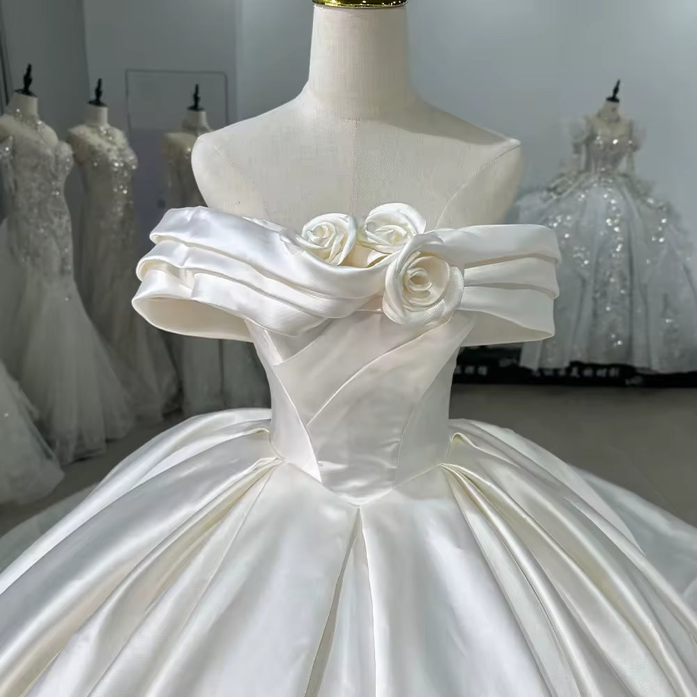 TW131 Wedding Dresses 2025 Strapless Flower Lace Up Back Off Shoulder Ball Gown Luxury Wedding Dress