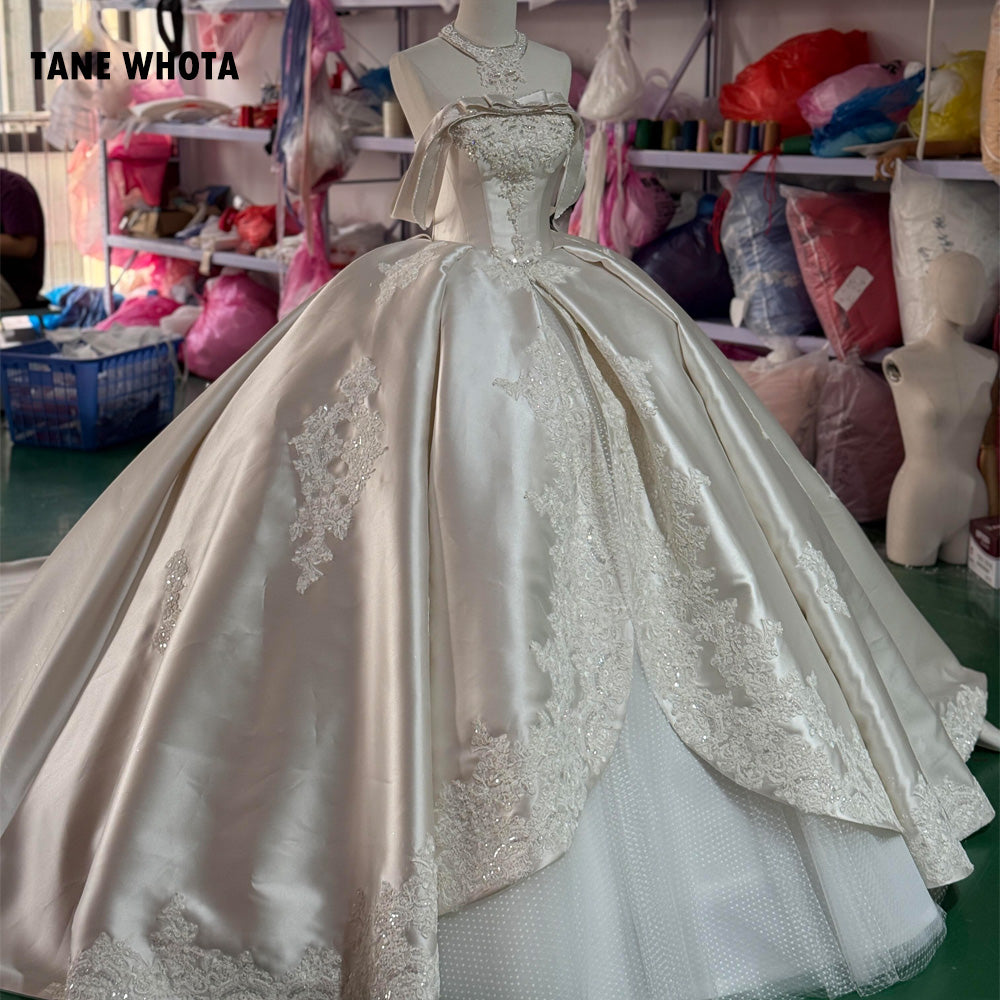 TW236 Wedding Dresses 2025 Luxury Strapless Wedding Dress Lace Up Back Ball Gown Sequined Beading Embroidery Customized Bridal Dress