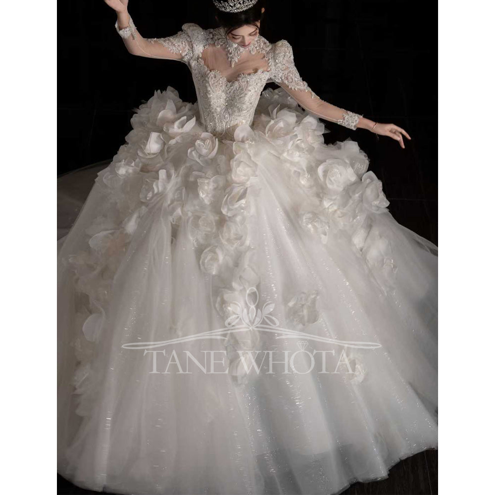 TW673 Luxury Detachable Jacket Sweetheart 3D Flower Beaded Sequined Ball Gown Wedding Dress Sexy Customized Novias Vestidos