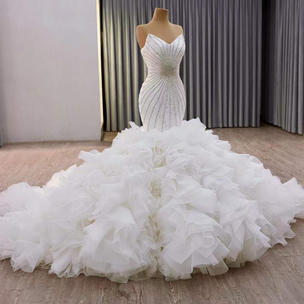 TW085 Suknie ślubne Sleeveless Sweetheart Beading Crystal Wedding Dress Lace Up Back Bridal Dress Vestido De Novia