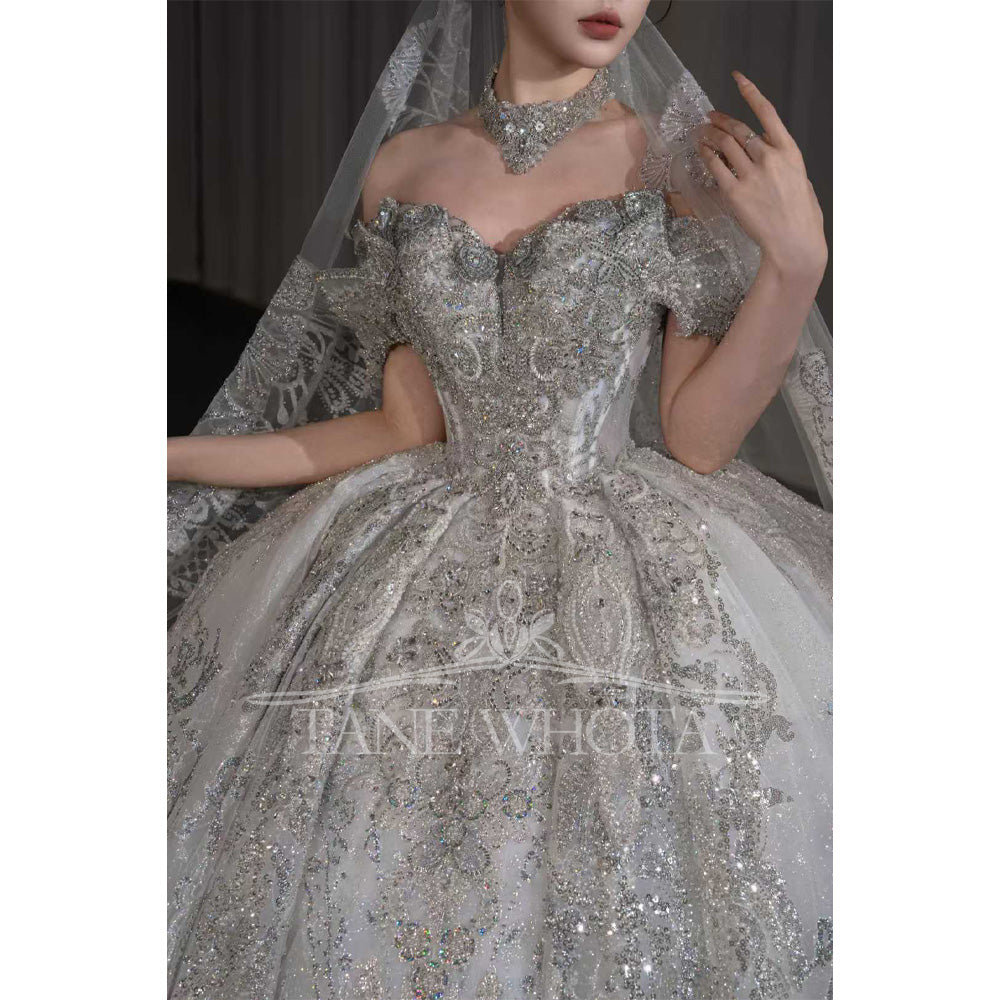 TW680 Sweetheart Off-Shoulder Beaded Sequined Embroidery Wedding Dress Sexy Customized Robe De Mariée 2026