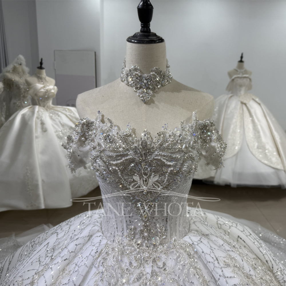 TW304 Vestidos De Novias Boda 2025 De Lujo Sweetheart Off Shoulder Lace Up Back Weeding Dress Sequined Beading Embroidery Bridal Dress