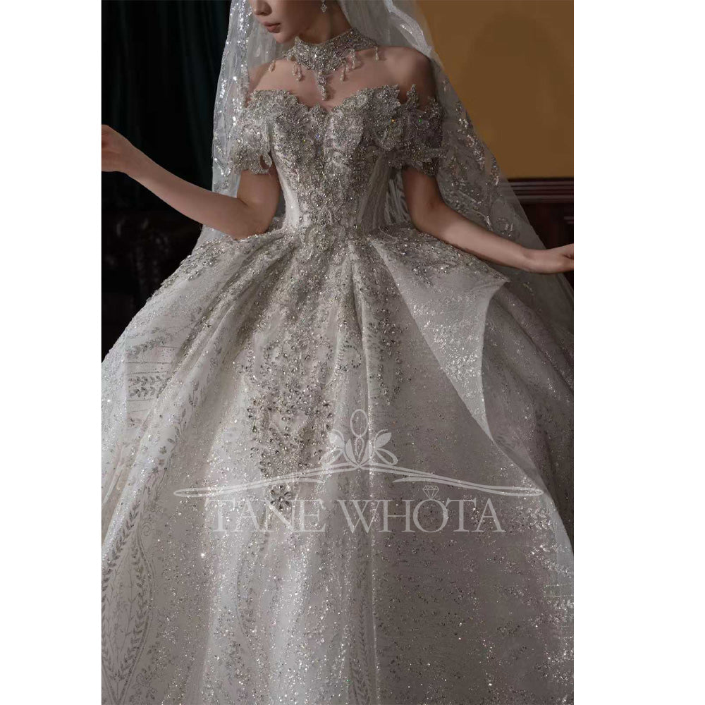 TW656 Sweetheart Off-Shoulder Beaded Sequined Ball Gown Wedding Dress - Luxury Sexy Customized Novias Vestidos