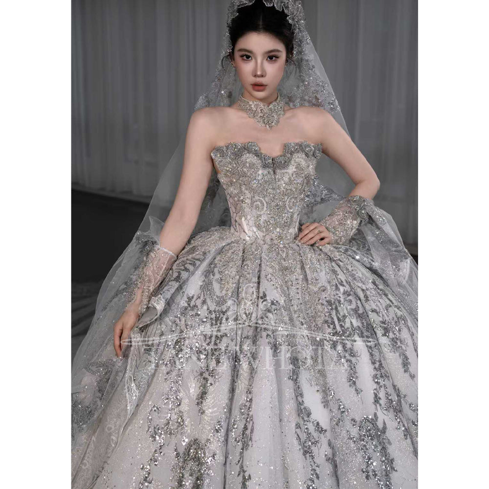 TW677 Sweetheart Detachable Jacket Beaded Sequined Ball Gown Wedding Dress Sexy Customizable Novias Vestidos