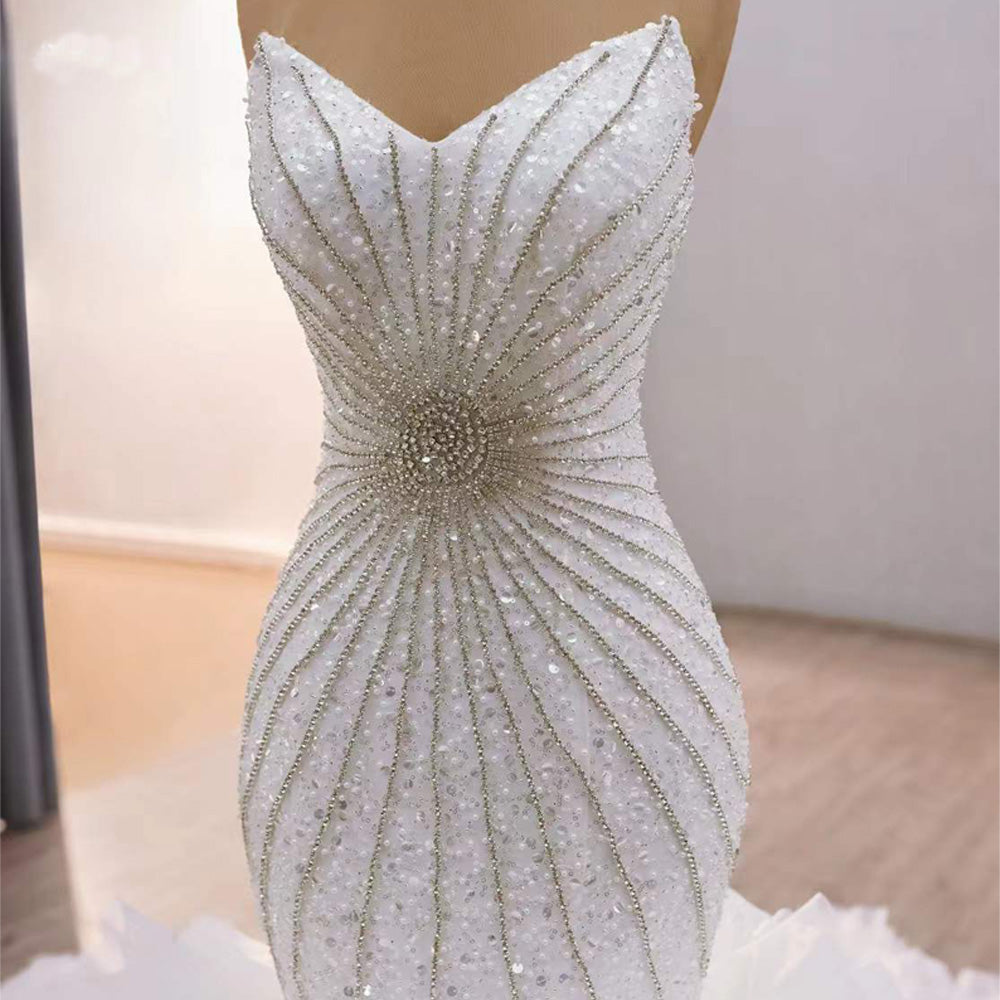 TW085 Suknie ślubne Sleeveless Sweetheart Beading Crystal Wedding Dress Lace Up Back Bridal Dress Vestido De Novia