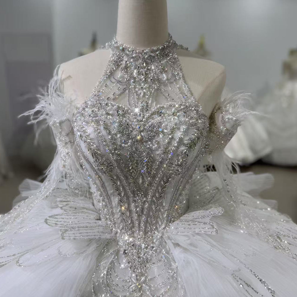 TW029 2 Wear Vestido Blanco Boda Civil Wedding Gown Dress Halter Keyhole Back Shiny Bride Wedding Dresses