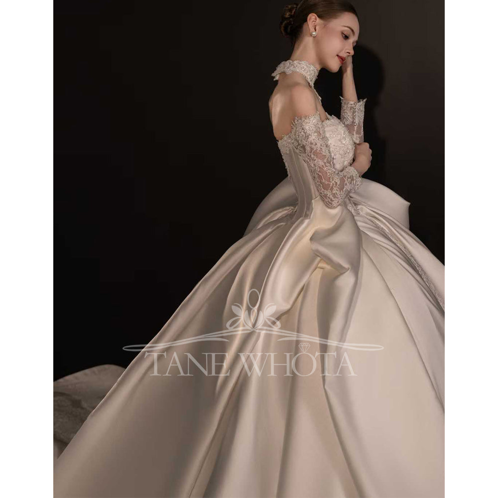 TW735 Luxury Sweetheart Wedding Dress With Long Sleeves Embroidered Sequined Ball Gown Customizable Fit For Special Occasions