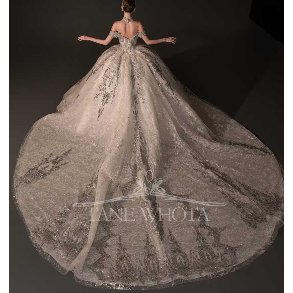 TW737 Sweetheart Off-Shoulder Wedding Dress With Embroidery Sequined Crystal Beading Customizable Mariage Robe For Women