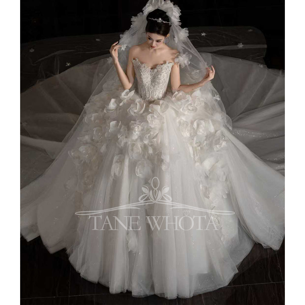 TW673 Luxury Detachable Jacket Sweetheart 3D Flower Beaded Sequined Ball Gown Wedding Dress Sexy Customized Novias Vestidos