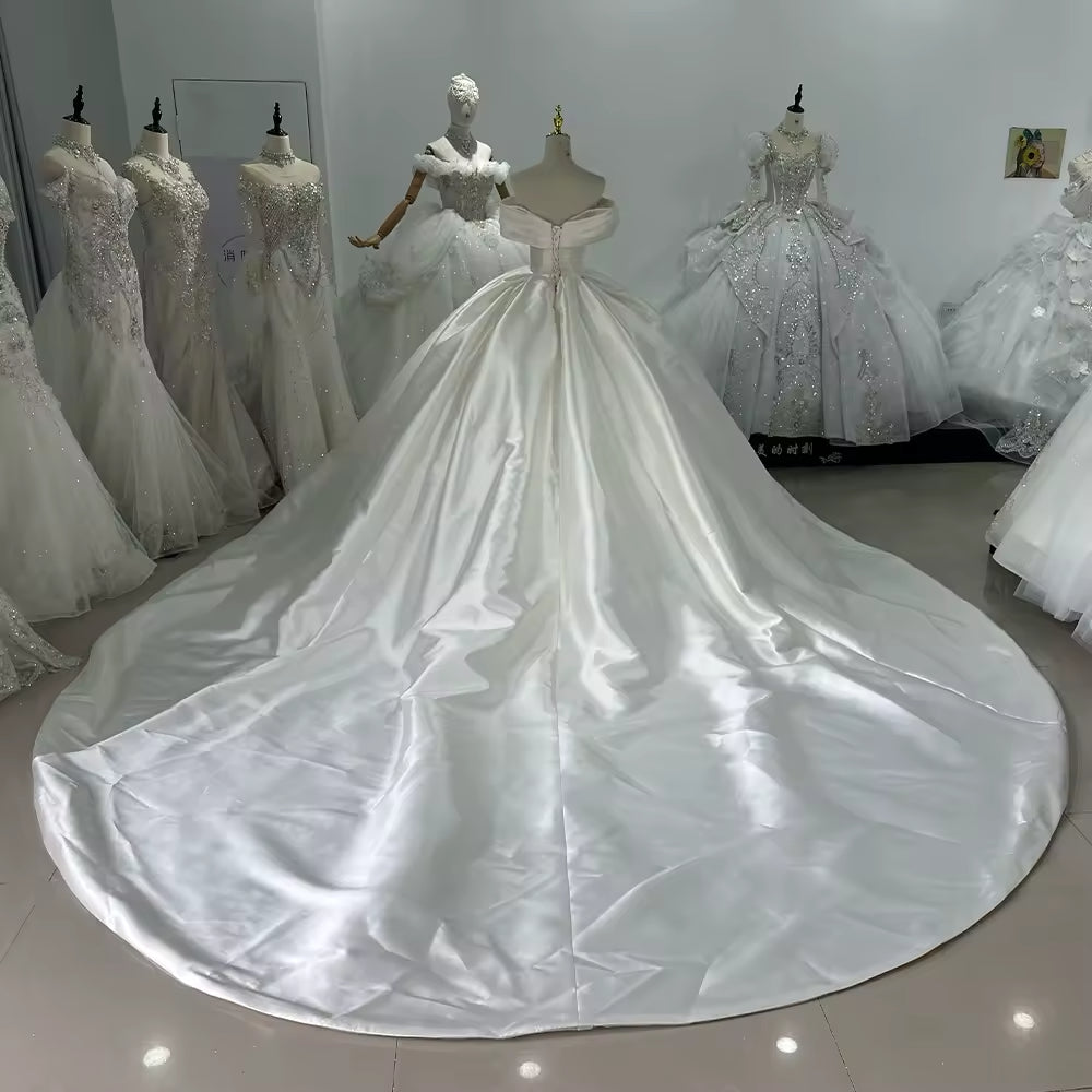 TW131 Wedding Dresses 2025 Strapless Flower Lace Up Back Off Shoulder Ball Gown Luxury Wedding Dress