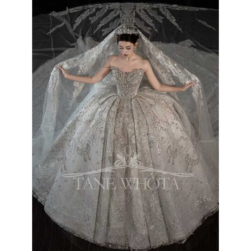 TW601 Luxury Sleeveless Sweetheart Lace Wedding Dress Beading Sequined Customizable Brides Vestido Casamento 2025