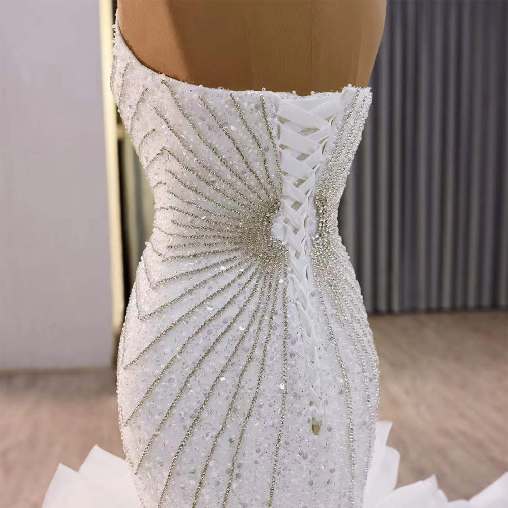 TW085 Suknie ślubne Sleeveless Sweetheart Beading Crystal Wedding Dress Lace Up Back Bridal Dress Vestido De Novia