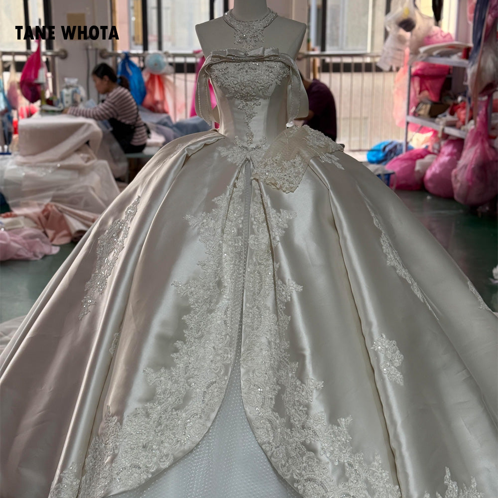 TW236 Wedding Dresses 2025 Luxury Strapless Wedding Dress Lace Up Back Ball Gown Sequined Beading Embroidery Customized Bridal Dress