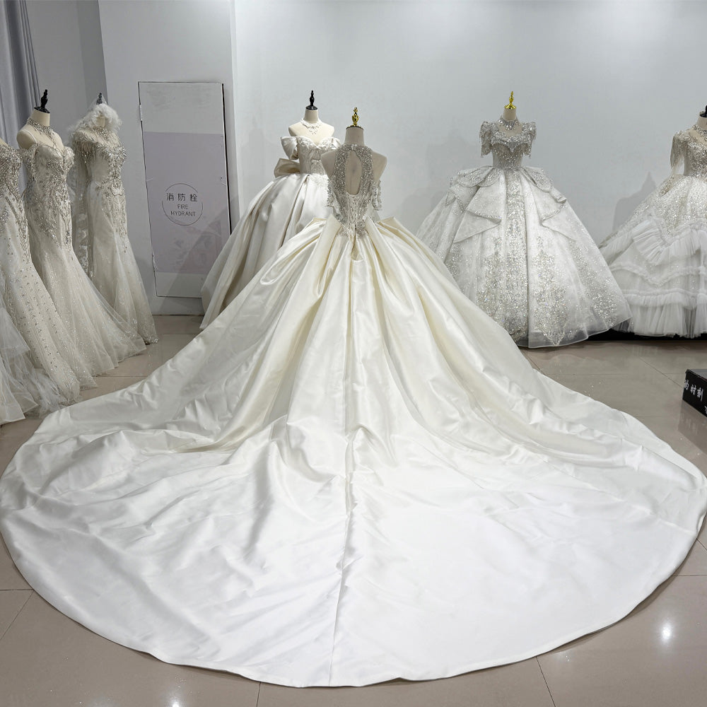 TW080 Wedding Dress Halter Sleeveless Keyhole Back Lace Up Crystal Beading Sequins Luxury Bridal Dress