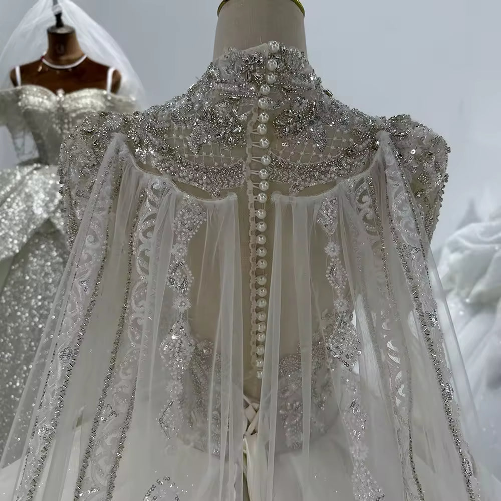 TW167 White Wedding Dress Long Sleeve Sweetheart Wedding Dress Button Back Ball Gown Sequined Beading Embroidery Bridal Dress